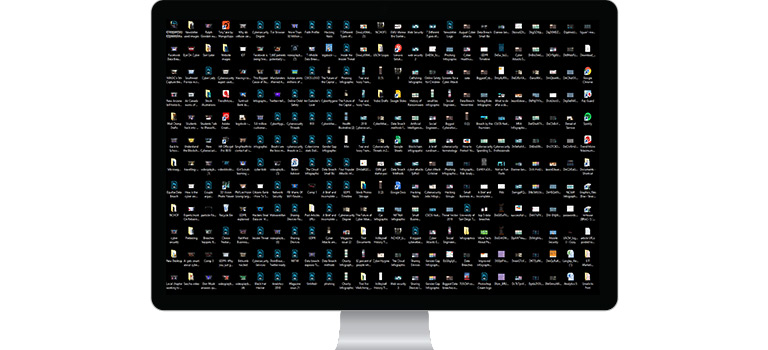 Clean Your Computer, Messy Desktop, Too Many Icons, Computer with messy home screen